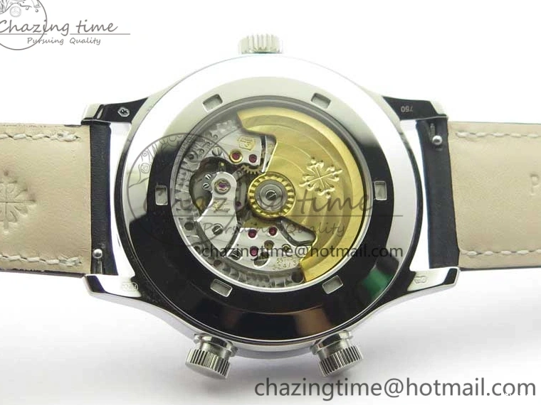 MIROTIME 0122 Practical Calatrava 5524 Pilot Travel Time SS GRF Blue Dial on Black Leather Strap A324 V 7107